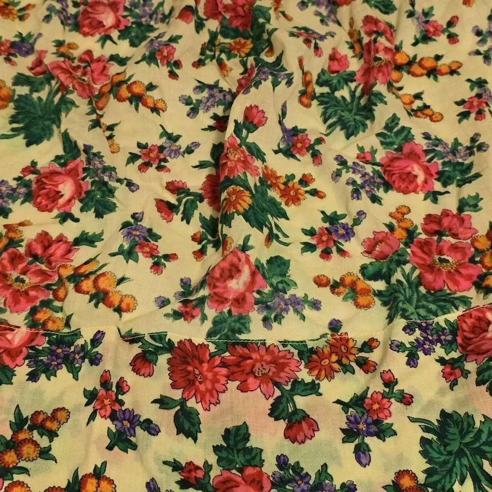 Vintage 1940s Swedish Floral Handmade Half Apron Lightweight Cotton‎ READ